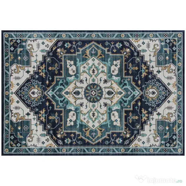 HOMCOM Covor Boho Antiderapant și Lavabil, Scurt, pentru Living și Cameră, 230x160 cm, Multicolor