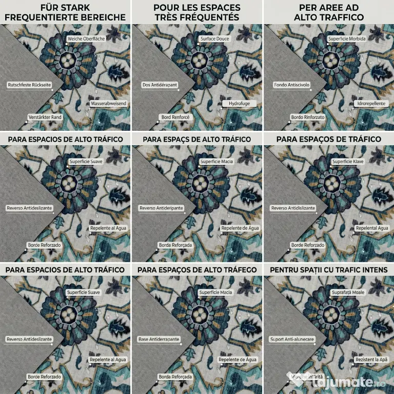 HOMCOM Covor Boho Antiderapant și Lavabil, Scurt, pentru Living și Cameră, 230x160 cm, Multicolor