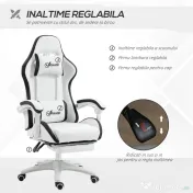 Vinsetto Scaun Gaming Reglabil pe Înălțime, Rabatabil și cu Suport pentru Picioare, Alb | Aosom Romania 
