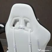 Vinsetto Scaun Gaming Reglabil pe Înălțime, Rabatabil și cu Suport pentru Picioare, Alb | Aosom Romania 