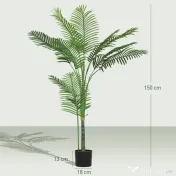 HOMCOM Palmă Artificială Areca înaltă de 150 cm, Plantă Falsă Realistă pentru Interioare cu Vas, Decorațiune pentru Casă și Birou, Verde | Aosom Romania 