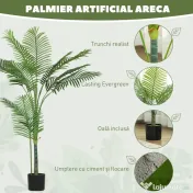 HOMCOM Palmă Artificială Areca înaltă de 150 cm, Plantă Falsă Realistă pentru Interioare cu Vas, Decorațiune pentru Casă și Birou, Verde | Aosom Romania 