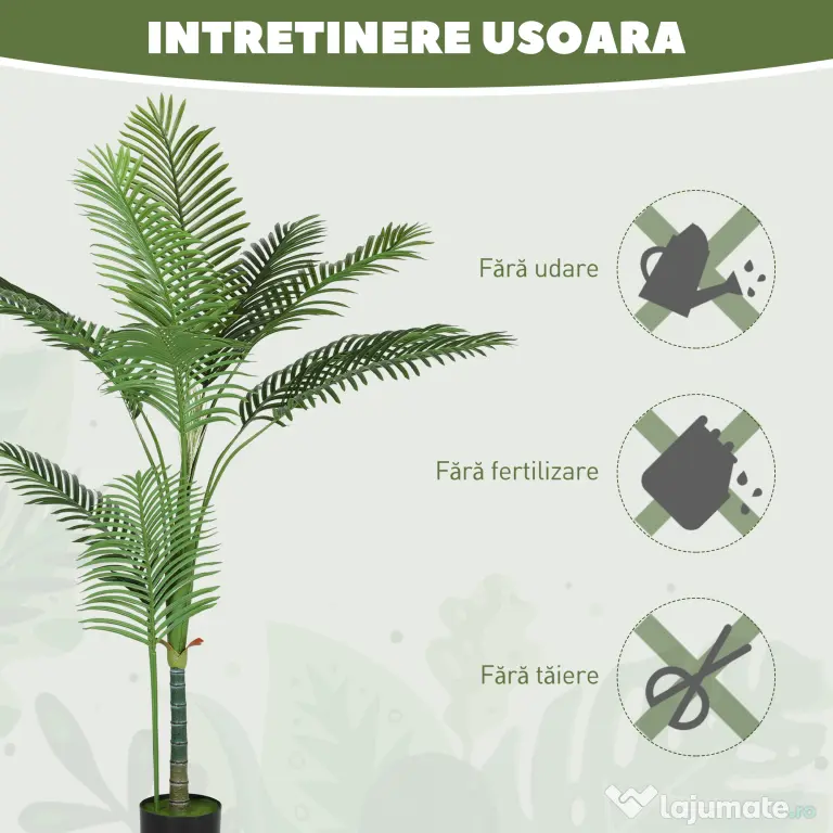 HOMCOM Palmă Artificială Areca înaltă de 150 cm, Plantă Falsă Realistă pentru Interioare cu Vas, Decorațiune pentru Casă și Birou, Verde | Aosom Romania