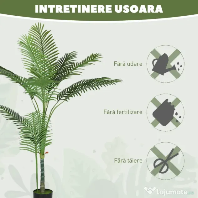 HOMCOM Palmă Artificială Areca înaltă de 150 cm, Plantă Falsă Realistă pentru Interioare cu Vas, Decorațiune pentru Casă și Birou, Verde | Aosom Romania