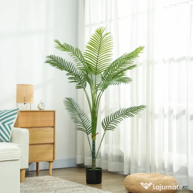 HOMCOM Palmă Artificială Areca înaltă de 150 cm, Plantă Falsă Realistă pentru Interioare cu Vas, Decorațiune pentru Casă și Birou, Verde | Aosom Romania