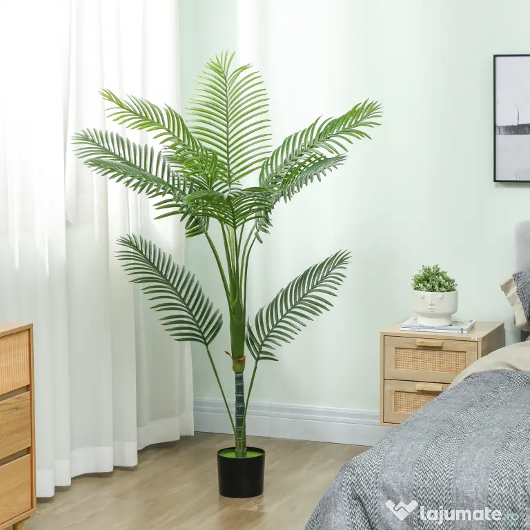HOMCOM Palmă Artificială Areca înaltă de 150 cm, Plantă Falsă Realistă pentru Interioare cu Vas, Decorațiune pentru Casă și Birou, Verde | Aosom Romania