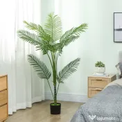 HOMCOM Palmă Artificială Areca înaltă de 150 cm, Plantă Falsă Realistă pentru Interioare cu Vas, Decorațiune pentru Casă și Birou, Verde | Aosom Romania 