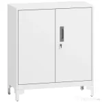 HOMCOM Mobilier de birou cu 3 rafturi, 2 uși și chei, 80x35x91 cm, Alb