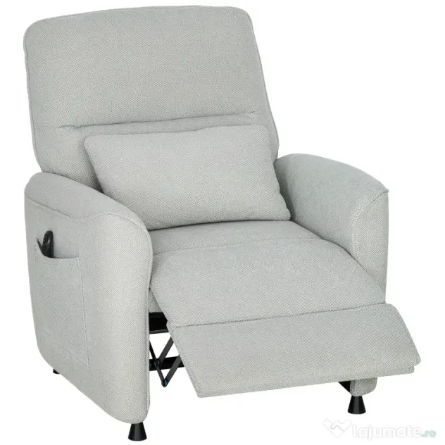 HOMCOM Fotoliu Relax Electric cu Masaj și Încălzire, Silențios, Reclinabil 150° în Cinilă cu Pernă, Funcție de Memorie, 2 Telecomenzi, Suport pentru Picioare pentru Living și Birou, Gri | Aosom Romania