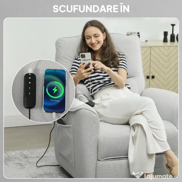 HOMCOM Fotoliu Relax Electric cu Masaj și Încălzire, Silențios, Reclinabil 150° în Cinilă cu Pernă, Funcție de Memorie, 2 Telecomenzi, Suport pentru Picioare pentru Living și Birou, Gri | Aosom Romania