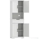 HOMCOM Mobilier de Bucătărie cu Sertar și 2 Dulapuri cu Rafturi Reglabile Alb | Aosom Romania