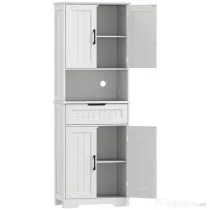 HOMCOM Mobilier de Bucătărie cu Sertar și 2 Dulapuri cu Rafturi Reglabile Alb | Aosom Romania