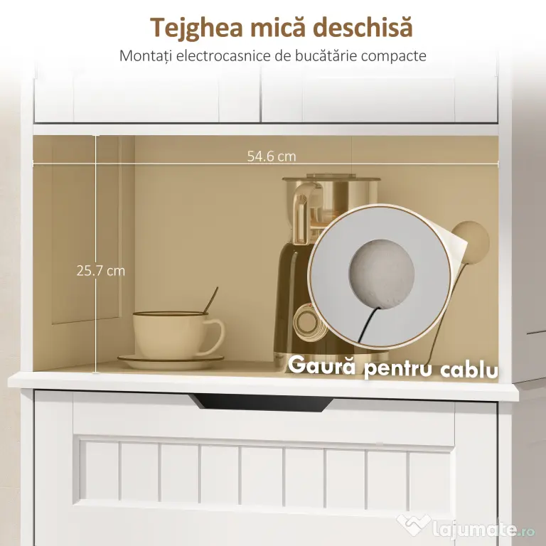 HOMCOM Mobilier de Bucătărie cu Sertar și 2 Dulapuri cu Rafturi Reglabile Alb | Aosom Romania