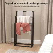 HOMCOM Suport pentru prosoape autoportant cu 3 brațe din oțel, 45x21.5x85 cm