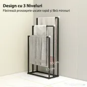 HOMCOM Suport pentru prosoape autoportant cu 3 brațe din oțel, 45x21.5x85 cm