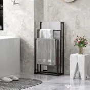HOMCOM Suport pentru prosoape autoportant cu 3 brațe din oțel, 45x21.5x85 cm