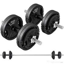 SPORTNOW Greutăți pentru Sală 2 în 1 de 42 kg cu 14 Discuri, Bară de Greutăți și Haltere, din Oțel, 180x24x24 cm, Negru | Aosom Romania