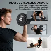 SPORTNOW Greutăți pentru Sală 2 în 1 de 42 kg cu 14 Discuri, Bară de Greutăți și Haltere, din Oțel, 180x24x24 cm, Negru | Aosom Romania
