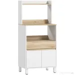 HOMCOM Dulap pentru Microunde din Lemn cu Raft, Blat Deschis, Sertar și Dulap, 60x40x131 cm, Alb | Aosom Romania