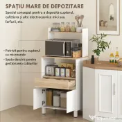 HOMCOM Dulap pentru Microunde din Lemn cu Raft, Blat Deschis, Sertar și Dulap, 60x40x131 cm, Alb | Aosom Romania