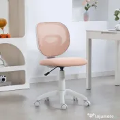 HOMCOM Scaun de Birou Ergonomic Rotativ din Material Tip Plasă Respirabil Fără Brațe, Înălțime Reglabilă, Roz | Aosom Romania