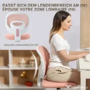 HOMCOM Scaun de Birou Ergonomic Rotativ din Material Tip Plasă Respirabil Fără Brațe, Înălțime Reglabilă, Roz | Aosom Romania
