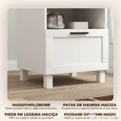 HOMCOM Noptieră Dormitor cu Sertar și Raft Deschis, Noptieră Modernă Compactă cu Picioare din Lemn de Pin, 45x38x50 cm, Alb | Aosom Romania