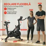 SPORTNOW Bicicletă Fitness pentru Acasă, Bicicletă de Interior cu Rezistență Magnetică Silențioasă, Șa și Ghidon Reglabile | Aosom Romania