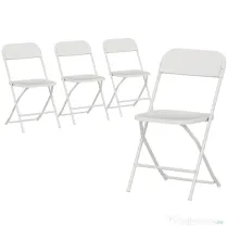 HOMCOM Set de 4 Scaune Pliabile cu Găuri de Drenaj din Plastic și Metal, 45x49x79.5 cm, Alb | Aosom Romania