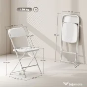 HOMCOM Set de 4 Scaune Pliabile cu Găuri de Drenaj din Plastic și Metal, 45x49x79.5 cm, Alb | Aosom Romania 