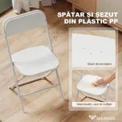 HOMCOM Set de 4 Scaune Pliabile cu Găuri de Drenaj din Plastic și Metal, 45x49x79.5 cm, Alb | Aosom Romania 