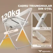 HOMCOM Set de 4 Scaune Pliabile cu Găuri de Drenaj din Plastic și Metal, 45x49x79.5 cm, Alb | Aosom Romania 
