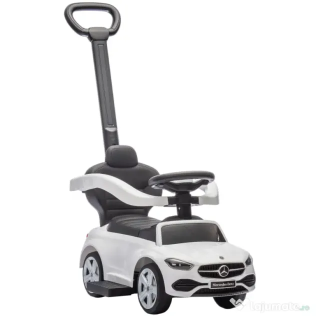 AIYAPLAY Mașină de Călărit pentru Copii 1-3 Ani Convertibilă în Cărucior cu Licență Mercedes, 91x40x83 cm, Alb | Aosom Romania