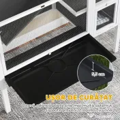 PawHut Cușcă pentru Iepuri de Interior Convertibilă, Căsuță Ridicată din Lemn cu Tavă Detașabilă și Acoperiș Rabatabil, pentru Hamsteri Sirieni, Gerbili și Porcușori de Guineea, Gri | Aosom Romania