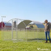 PawHut Țarc pentru Găini de Exterior, 2.8x3.4x1.9m, 9.5㎡ Țarc Metalic din Oțel Galvanizat cu Acoperiș Impermeabil Anti-UV și Încuietoare, Coteț pentru 10-16 Găini, Iepuri și Rațe | Aosom Romania