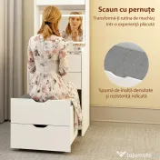 HOMCOM Stație de Machiaj cu Lumini LED în 3 Culori, Oglindă Rabatabilă, Scaun Ascuns, Măsuță de Machiaj cu Scaun Îmbunătățit, 3 Sertare, Compartiment, Dulap cu Uși din Sticlă, Modern, Alb | Aosom Romania 