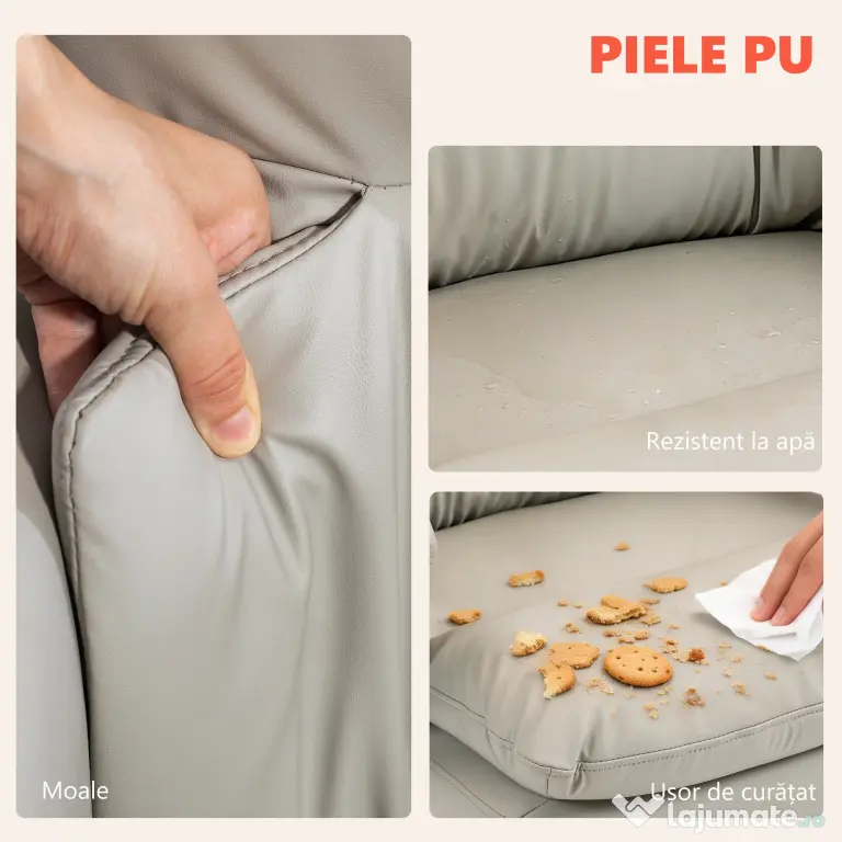 HOMCOM Scaun de Birou cu Masaj la 6 Puncte și Funcție de Încălzire, Reglabil 135° din Piele PU cu Suport pentru Picioare, Brațe Tapițate, Înălțime Reglabilă, Spătar Înalt, Gri Deschis | Aosom Romania