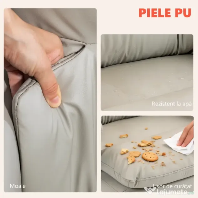 HOMCOM Scaun de Birou cu Masaj la 6 Puncte și Funcție de Încălzire, Reglabil 135° din Piele PU cu Suport pentru Picioare, Brațe Tapițate, Înălțime Reglabilă, Spătar Înalt, Gri Deschis | Aosom Romania