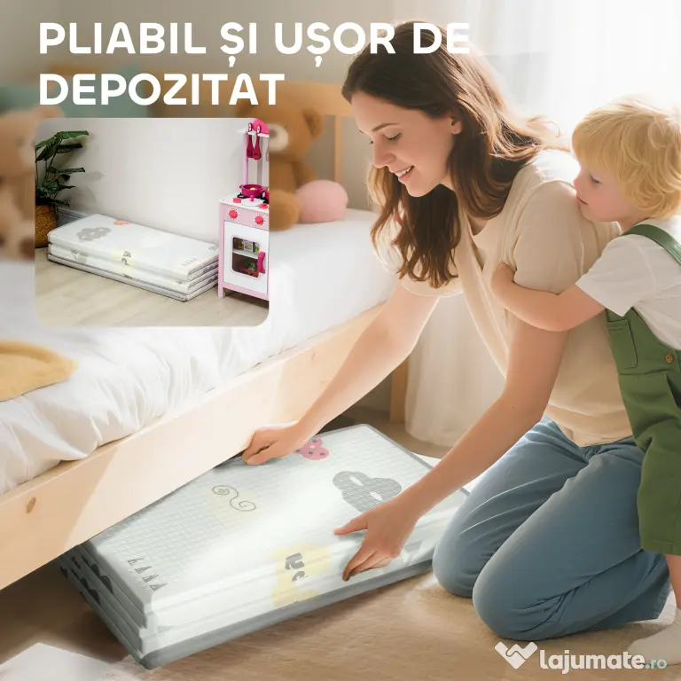 AIYAPLAY Covoraș pentru copii cu literele alfabetului și suprafață impermeabilă din XPE, multicolor, 194x176.5x1.5 cm | Aosom Romania