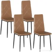 HOMCOM Set de 4 scaune de sufragerie cu spatar inalt, 41x50x97cm, maro | Aosom Romania 