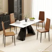 HOMCOM Set de 4 scaune de sufragerie cu spatar inalt, 41x50x97cm, maro | Aosom Romania 