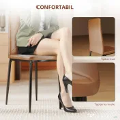 HOMCOM Set de 4 scaune de sufragerie cu spatar inalt, 41x50x97cm, maro | Aosom Romania 