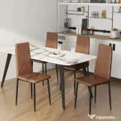 HOMCOM Set de 4 scaune de sufragerie cu spatar inalt, 41x50x97cm, maro | Aosom Romania 