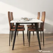 HOMCOM Set de 4 scaune de sufragerie cu spatar inalt, 41x50x97cm, maro | Aosom Romania 