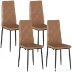 HOMCOM Set de 4 scaune de sufragerie cu spatar inalt, 41x50x97cm, maro