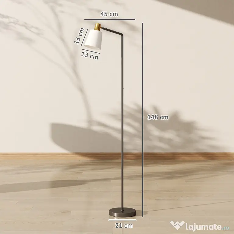 HOMCOM Lampă de podea LED cu cap rotativ la 350°, Reglare a temperaturii culorii 3000K/4000K/6500K, Negru | Aosom Romania
