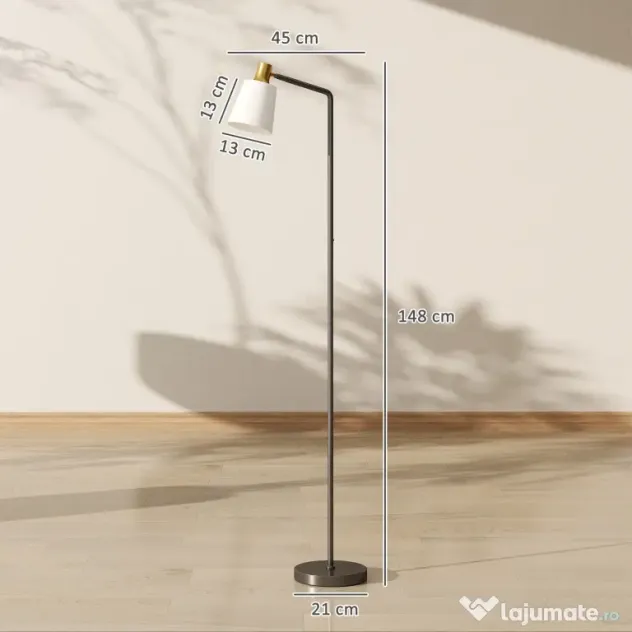 HOMCOM Lampă de podea LED cu cap rotativ la 350°, Reglare a temperaturii culorii 3000K/4000K/6500K, Negru | Aosom Romania