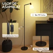 HOMCOM Lampă de podea LED cu cap rotativ la 350°, Reglare a temperaturii culorii 3000K/4000K/6500K, Negru | Aosom Romania 