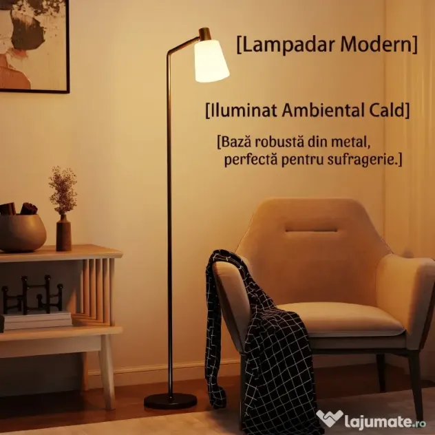 HOMCOM Lampă de podea LED cu cap rotativ la 350°, Reglare a temperaturii culorii 3000K/4000K/6500K, Negru | Aosom Romania