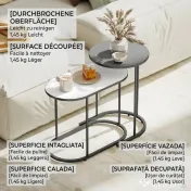 HOMCOM Set 2 Măsuțe de Cafea Suprapuse cu Cadru Metalic pentru Sufragerie și Birou, Gri și Alb | Aosom Romania